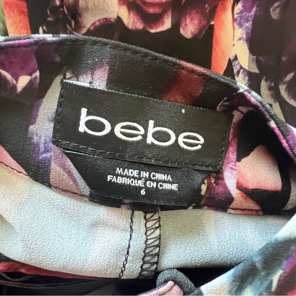 BEBE Floral Halter Wide Leg Jumpsuit Black Multicolor Floral Print Size 6 NWOT - Picture 14 of 15